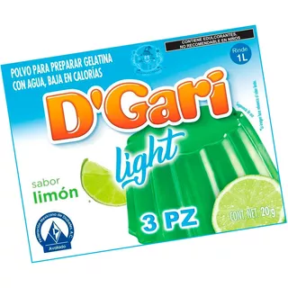3 Gelatinas Light Dgari Sabor Limón Polvo Uso Diabetico