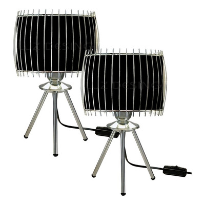 Pack X 2 Velador Tripode Cromo Apto Led Luz Desing Negro
