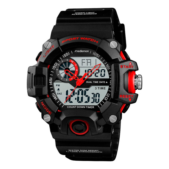 Reloj Digital Analógico Militar Contra Agua 0990 Redlemon