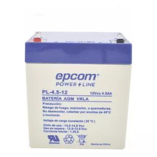 Batería Epcom Recargable Pl-4.5-12 12v F1 4.5ah Agm/vrla