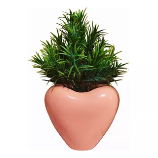 Vaso Decorativo Coração Com Planta Artificial