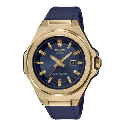 Reloj Casio Baby G Solar Analog Metal C Original Time Square Color de la correa Azul marino/Dorado