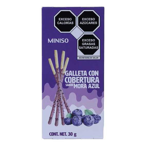 Miniso Palitos De Galleta Cubiertos Con Crema De Mora Azul, 