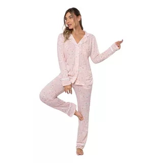 Pijama So Pink Camisero Mujer De Viscosa Abotonado 