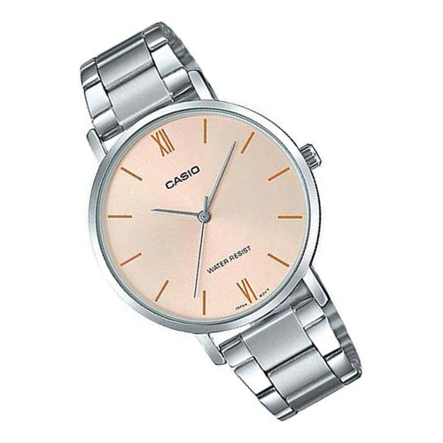 Reloj Casio Ltp-vt01d-4budf Mujer 100% Original Color de la correa Plateado Color del bisel Plata Color del fondo Rosa