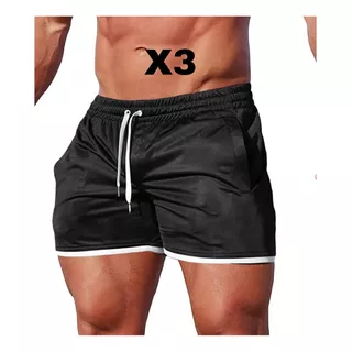 Promo De 3 Pantalonetas Sport, Shorts ,slim Fit-,gym Sketch 