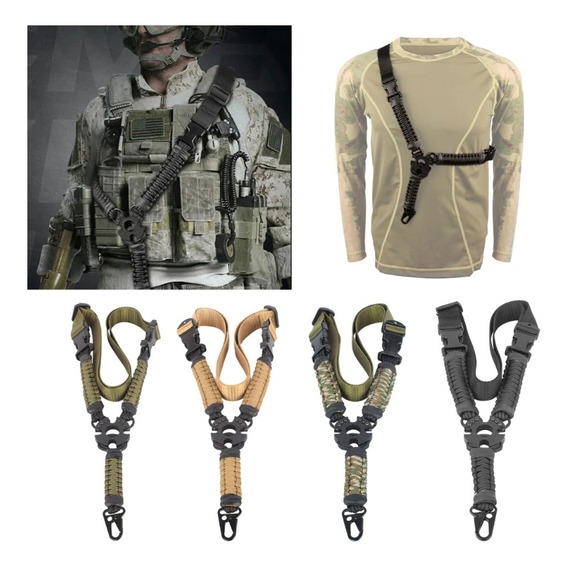 Portafusil Con Paracord Reforzado Táctico 1 Punto Militares Color Negro