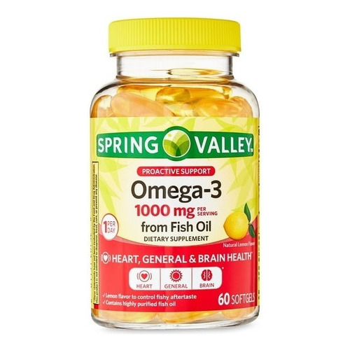 Omega-3 1000mg 60 Capsulas Fish Oil Spring Valley Salud Sabor Lemon