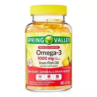 Omega-3 1000mg 60 Capsulas Fish Oil Spring Valley Salud Sabor Lemon