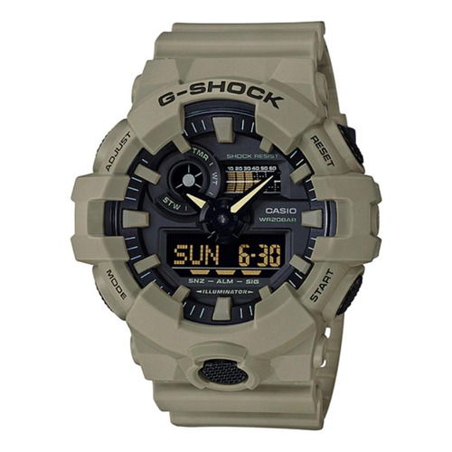 Reloj pulsera Casio GA-700UC con correa de resina color beige - fondo negro