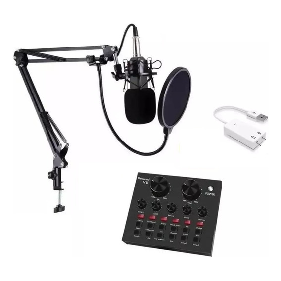 Microfono Con Brazo Estudio Condensador Y Consola De Sonido 