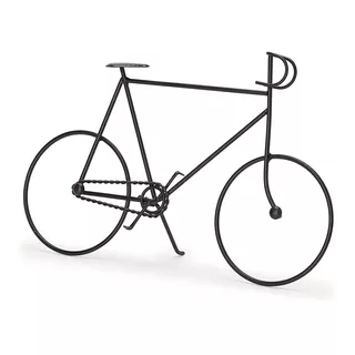 Escultura Bicicleta Em Metal Preta Decoração Minimalista