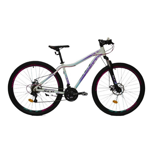 Mountain bike femenina SLP 25 Pro Lady R29 21v color blanco/negro/lila con pie de apoyo  