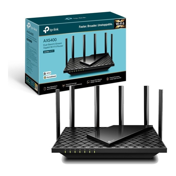 Router TP-Link Archer Ax73 Wi-Fi 6 Ax5400 de doble banda, color negro, 110 V/220 V