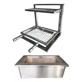 Kit Braseiro 70x50 Inox + Suporte Grill Em L Em Inox 304 - M