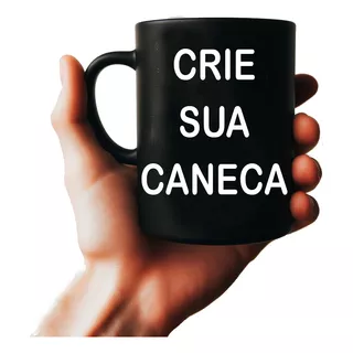 Caneca Personalizada Preta 325ml Porcelana Qualidade Premium