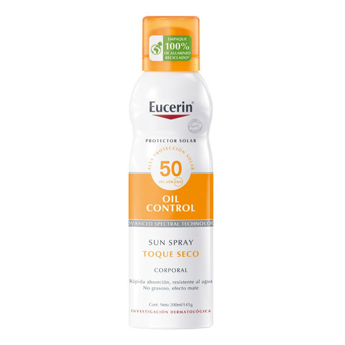 Eucerin Toque Seco Protector solar corporal en spray FPS 50 x 200 ml