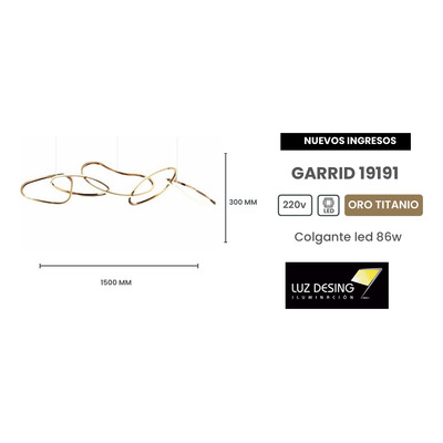 Colgante Led Garrid 86w Led Oro Deco Moderno Cie