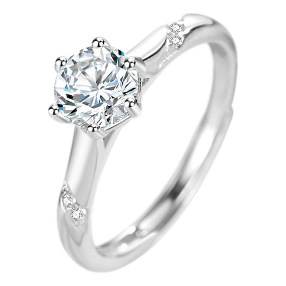 Anillo Ajustable De Plata Para Mujer, Regalo Promesa Novia 