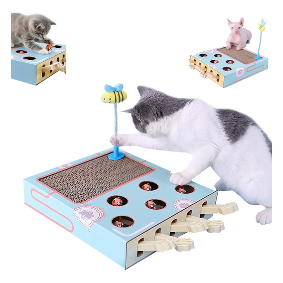 Juguete Para Gatos Interactivo Rascador Whack-a-mole 3 En 1