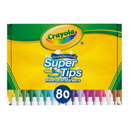 80 Marcadores Super Tips Crayola Lavable Punta Cónica Color Mixto