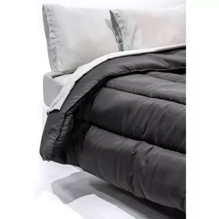 Acolchado Fidelna A2 2 Plazas Diseño Liso Color Negro Y Negro De 190cm X 230cm