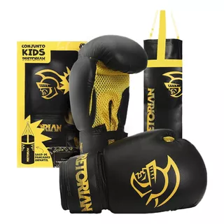 Kit Saco De Pancada Luva Boxe Muay Thai Infantil Pretorian