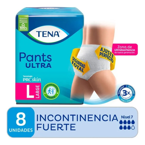 Tena Pants Ultra L Ropa Interior Incontinencia Fuerte X 8 U 