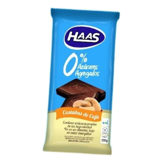 Chocolate Haas Con Castañas De Cajú 0% Azucar 150 Grs.