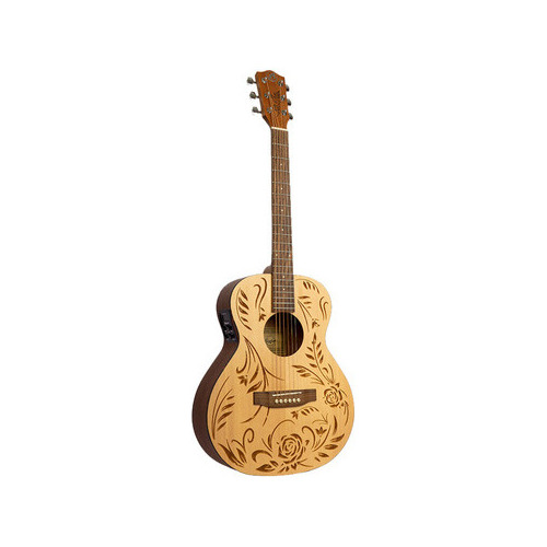 Guitarra Electroacustica Bamboo Vision Rock & Roses 38 Con Funda Acolchados