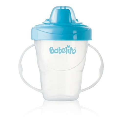 Vaso Antiderrame Con Asas Babelito Con Tapa- Bemar Babys Color Celeste