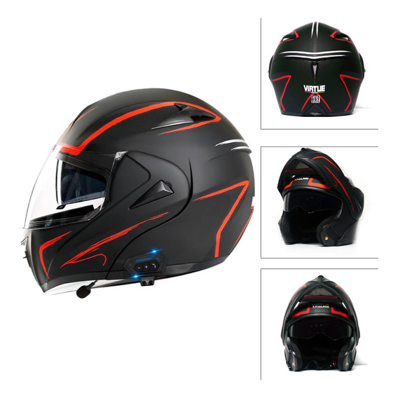 Casco De Moto Abatible Modular Con Bluetooth Manos Libres