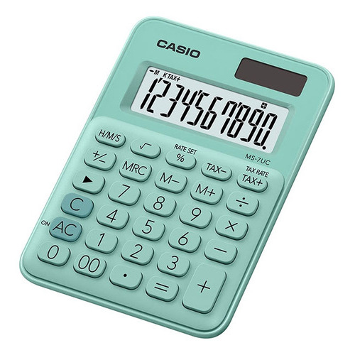 Calculadora de escritorio Casio MS7-UC Mini de 10 dígitos, color azul