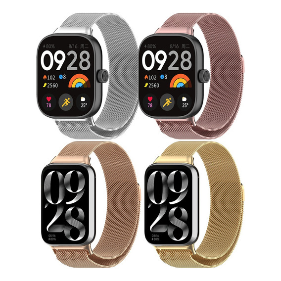 4 Correas Milanesa Para Xiaomi Mi Band 8 Pro / Redmi Watch 4