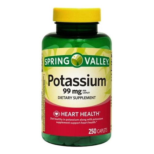 Potasio 99mg Spring Valley Potassium 250 Caps Equilibrio Ph Sabor Neutro