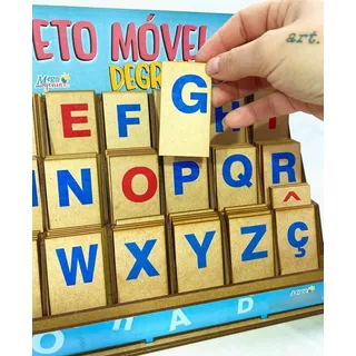 Alfabeto Móvel Degraus Brinquedo Educativo Madeira 144 Peças