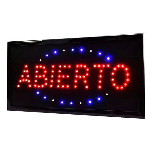 Cartel Led Luminoso Abierto Directo 220v Azul Y Rojo S Color Negro