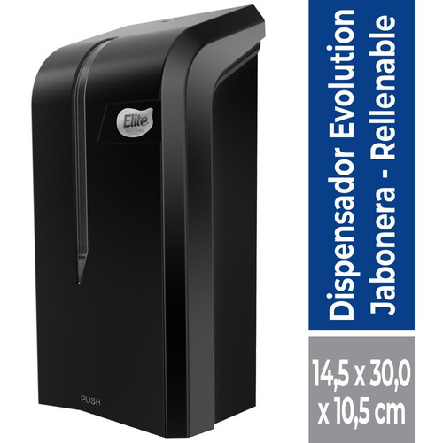 Dispensador De Jabón Rellenable Evolution Negro Un Elite Pro