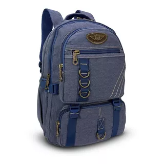 Mochila Masculina Notebook Lona Jeans Grossa Recorçada 28l