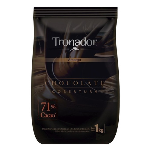 Chocolate Cobertura 71% Cacao Tronador X 1 Kilo Lodiser