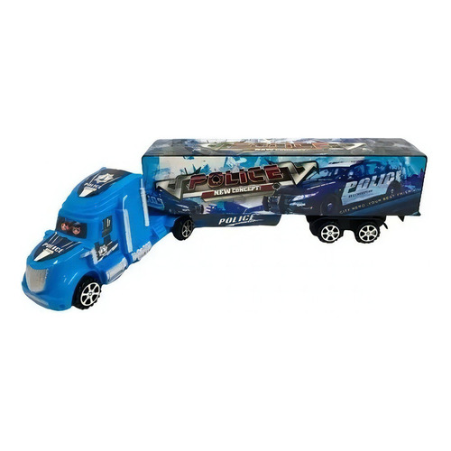 Camión Con Acoplado De Policía Super Truck 53 Cms Largo Color Azul