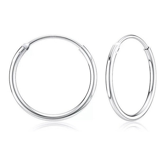 Aros Argollas Pequeños Mujer Plata Italiana Ley 925 De 16 Mm