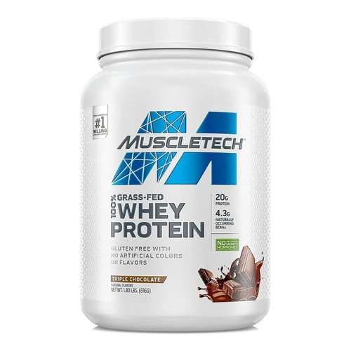 Proteina Muscletech 100% Grass Fed Whey Protein 1.80 Lb Sabor Vainilla Delux