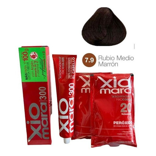 Tinte Para Cabello Xiomara 300 + 2 Peróxidos. Matizador Tono 7.9 rubio medio marron