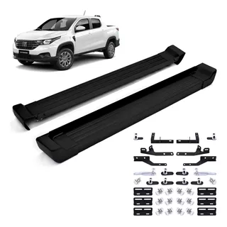 Estribo Lateral Aluminio Preto Nova Fiat Strada Volcano 2022