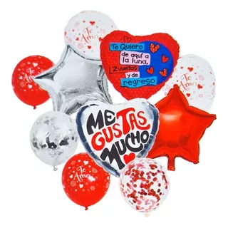 Set 10 Globos Metalizados Me Gustas Much San Valentín Regalo