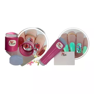 Kit 02 Carimbos Para Decoração De Unhas Apipla + Borrachas