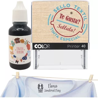 Sellos Para Ropa Personalizado 2.3x5.9cm Grande Y Tinta 25ml