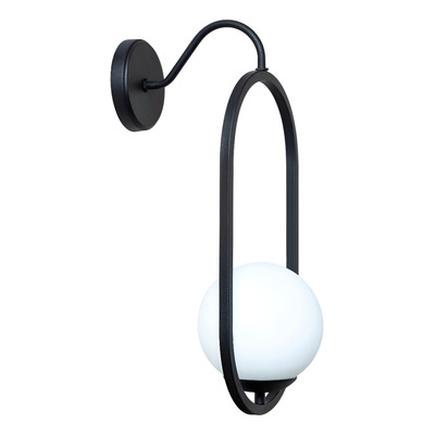Aplique Marsella Oval Negro Globo Opal Apto Led E27 Negro/opal