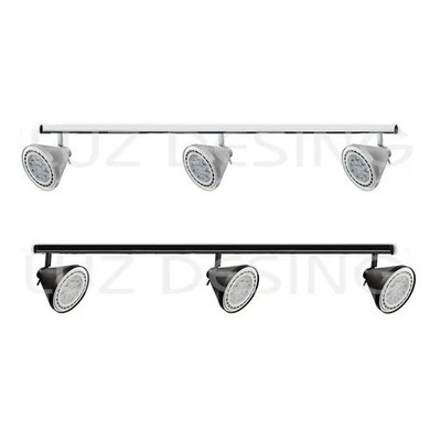 Riel 3 Luces Spot Conico Blanco Completo Apto Led Ar111 